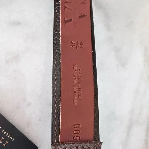 Brown suede Leather Men's Belt with Silver Buckle made in Italy belt Italy made - Picture 7 of 9
